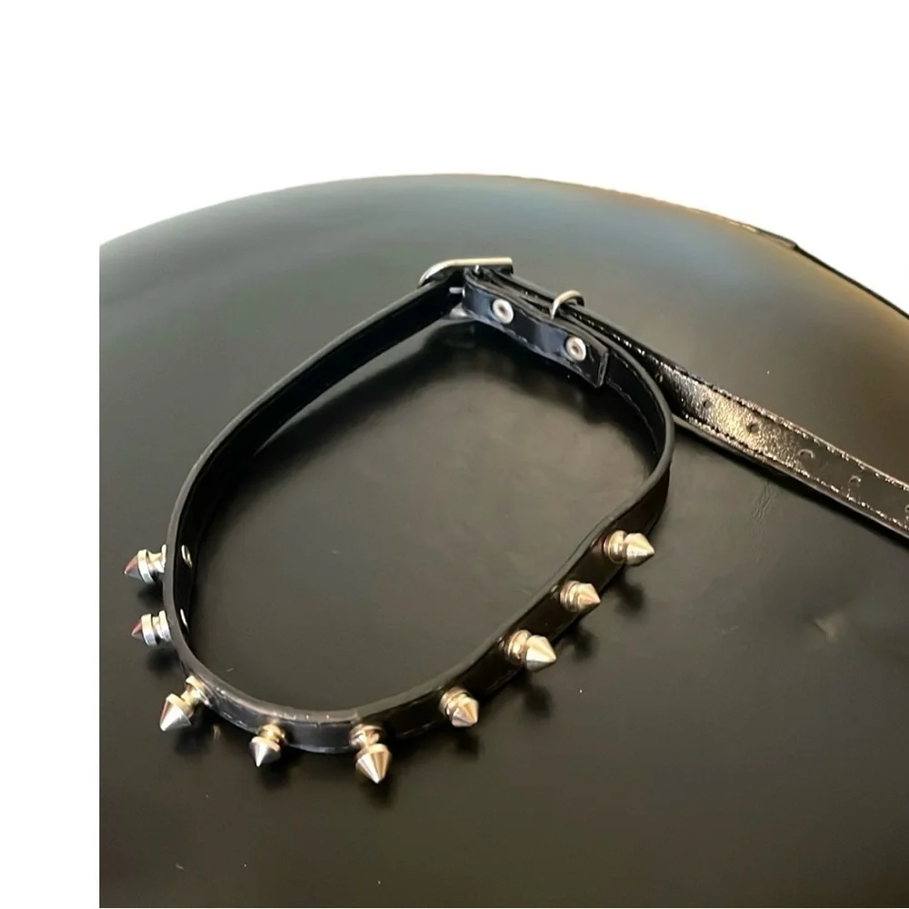 Spike Dog Collar, Black/Silver